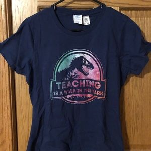 “Teaching is a walk in the park” navy tee shirt